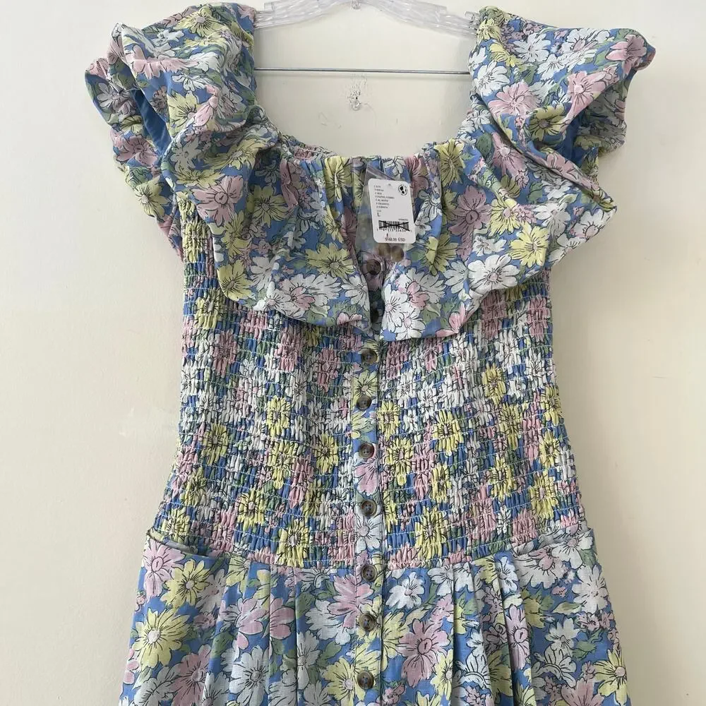 Free People Women's Lewis Maxi Dress Pastel Combo Multicolor Size L NWT - Picture 7 of 10